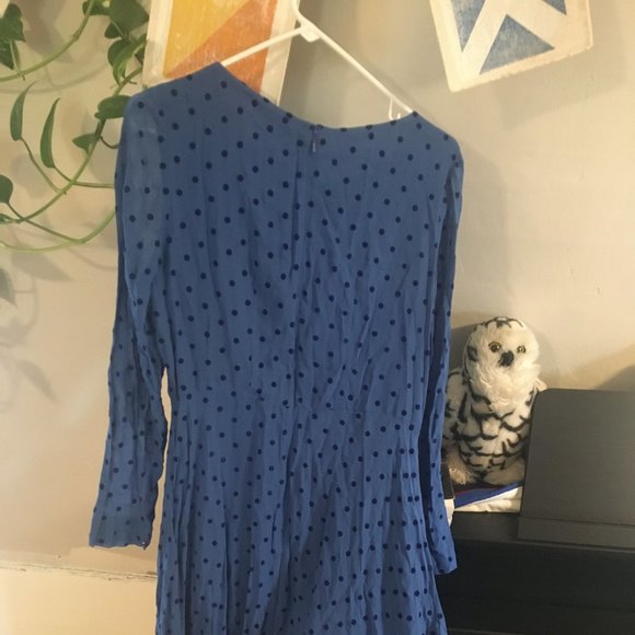 Emily and Finn Elinor Long Sleeve Blue Flocked Spot Dress UK 14 (Size 12 US) - Picture 3 of 3